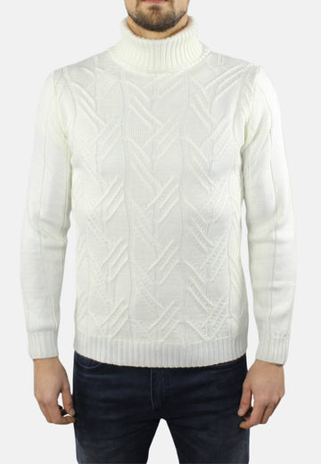 Turtleneck sweater in heavy hexagonal weave wool