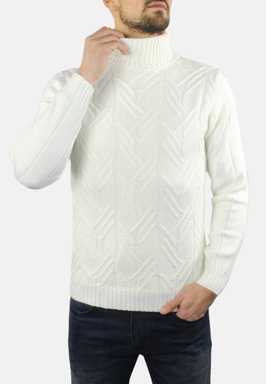 Turtleneck sweater in heavy hexagonal weave wool