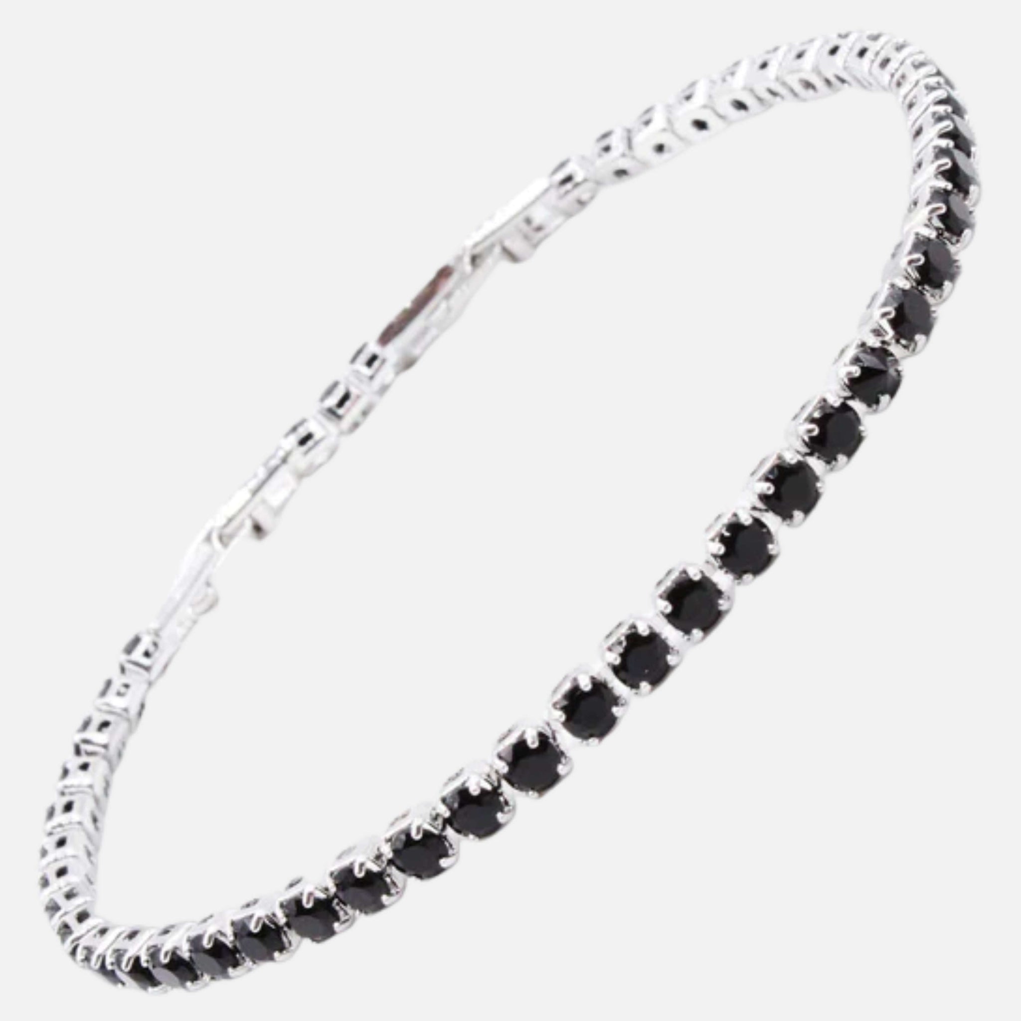 Tennis bracelet with 2mm black crystals