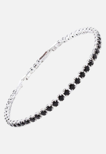 Tennis bracelet with 2mm black crystals