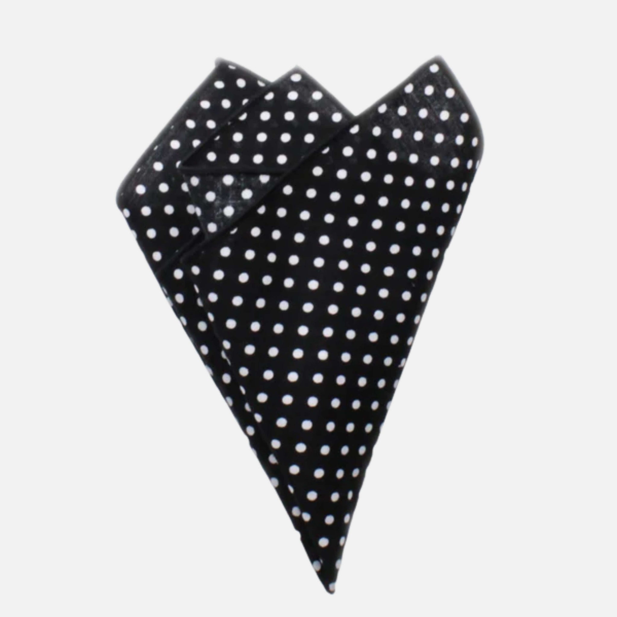 Black pocket square with small white polka dots