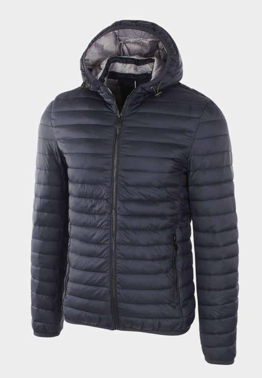 Down jacket 100 grams blue with hood