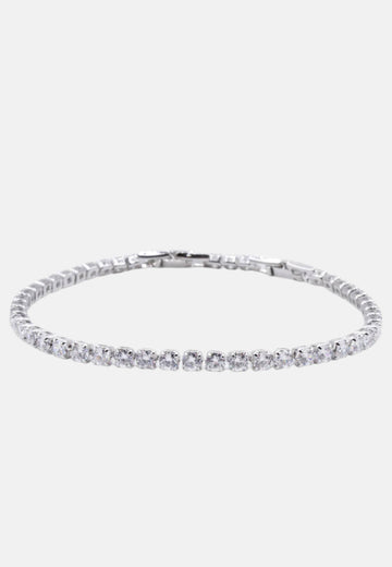 Tennis bracelet with 2mm white crystals