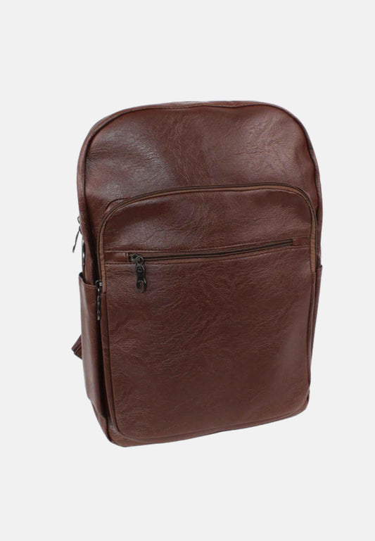 Faux leather backpack with two compartments