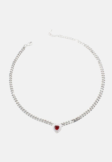 Necklace with heart and ruby