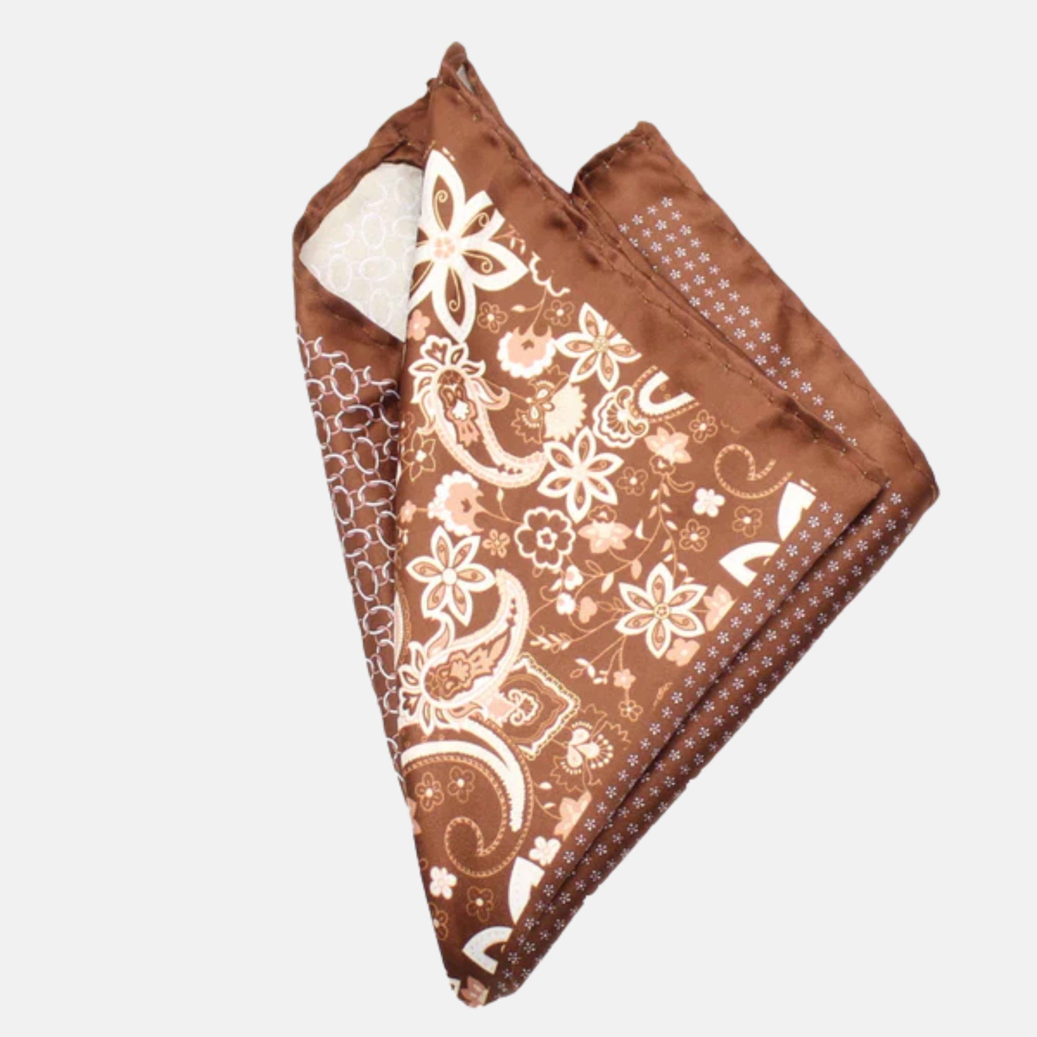 Brown pocket square with four pattern