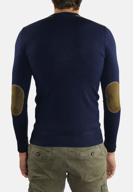 Sweater with suede patches