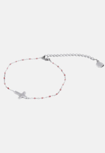 Rosary bracelet with cross and beads