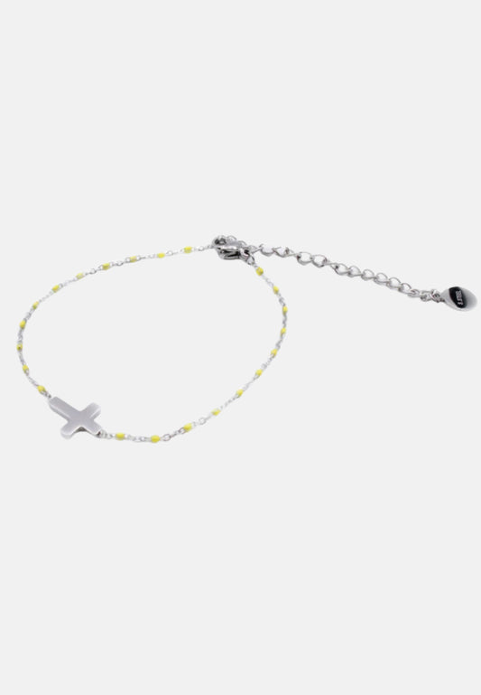 Bracelet chapelet avec croix et perles
