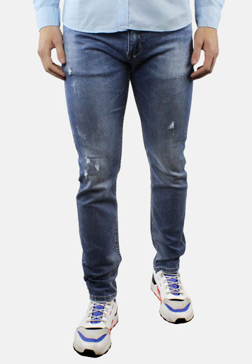 Jeans scuro con strappi leggero