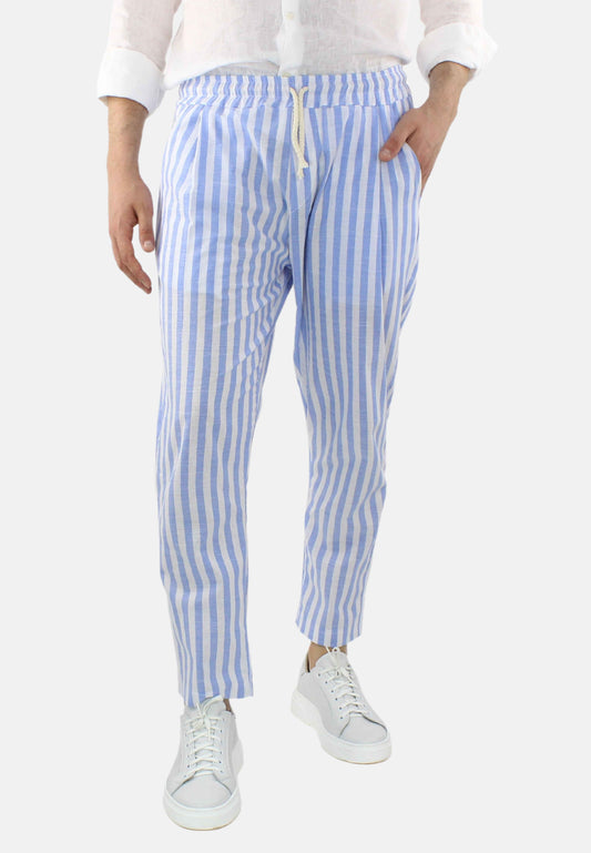 Linen trousers with medium stripes