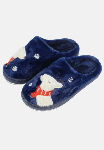 Blue reindeer slippers