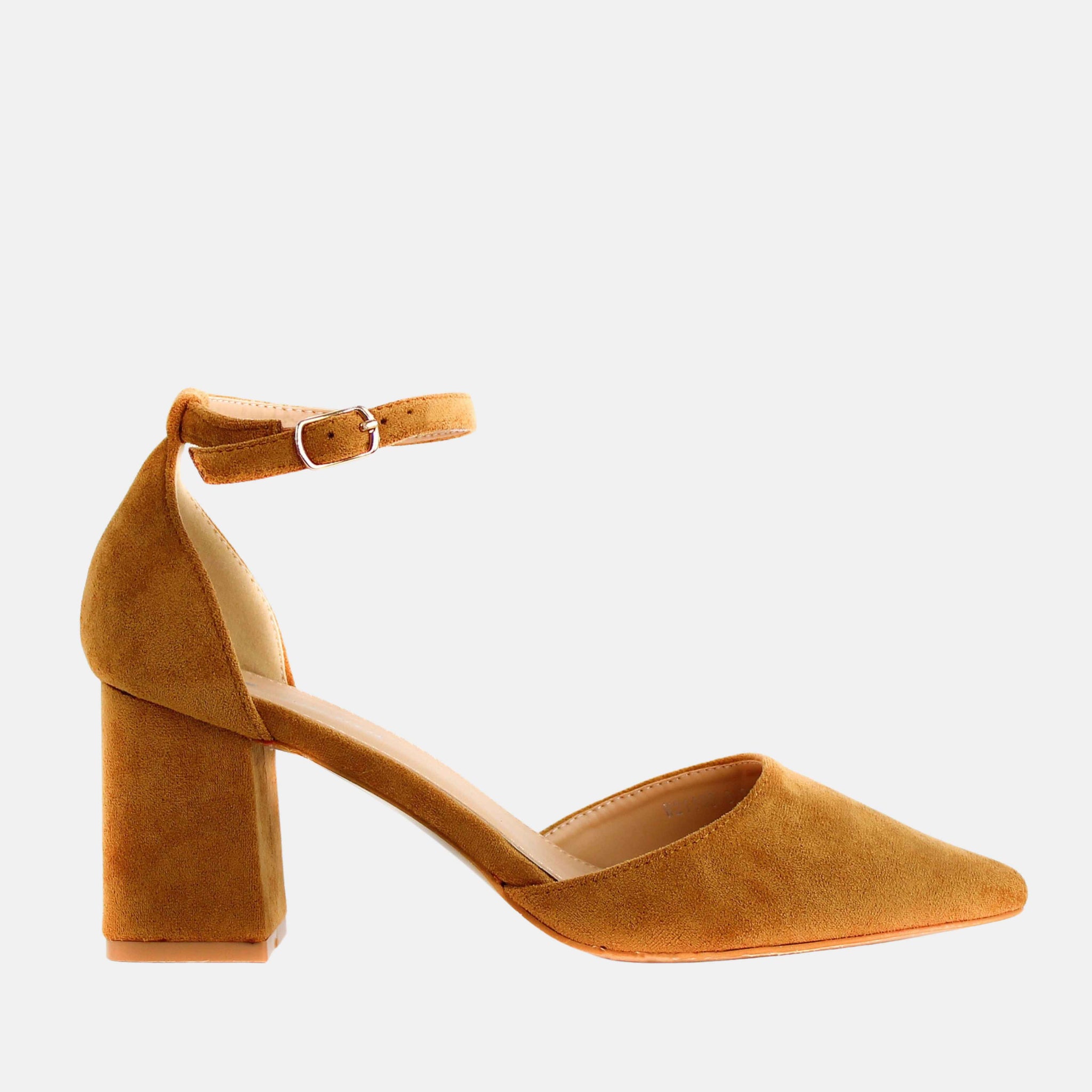 Decollete in suede with strap