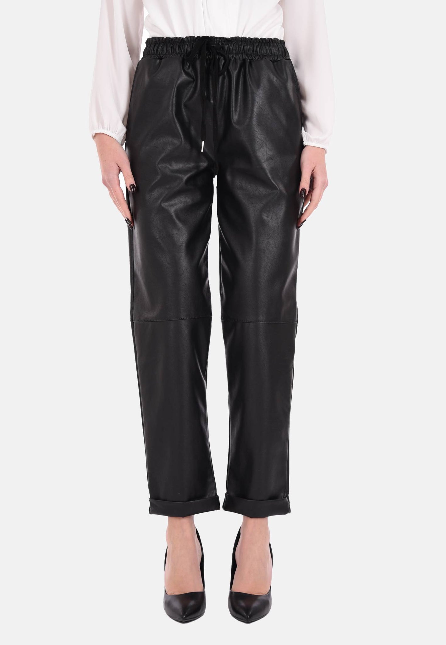 Faux leather trousers