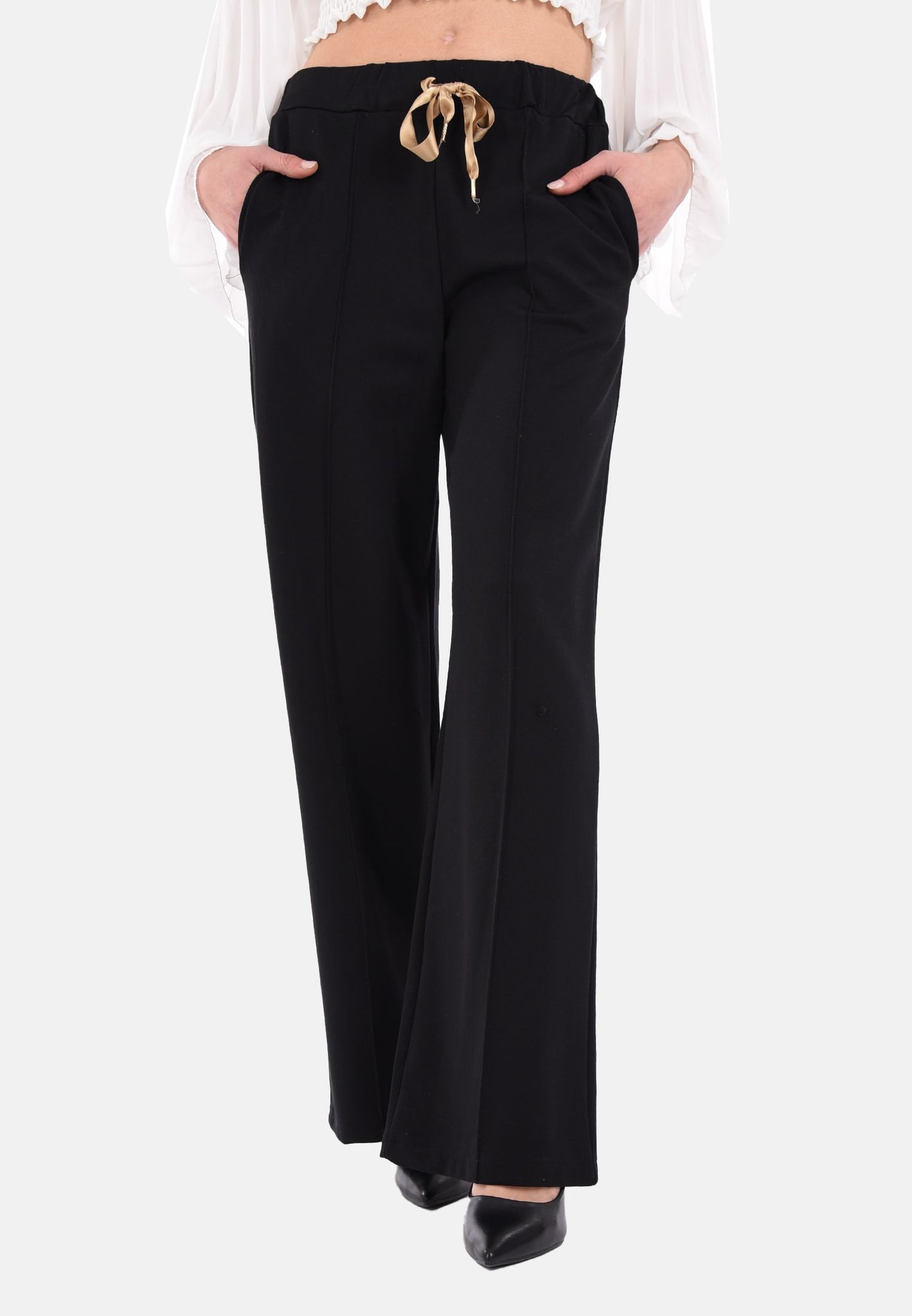 Palazzo trousers with satin bow