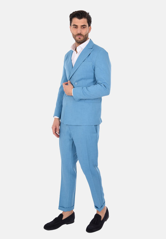 Linen effect double-breasted suit