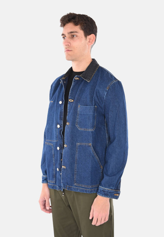 Denim jacket with contrast collar