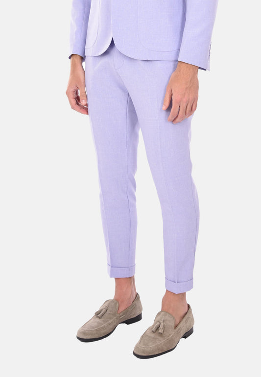 Lilac linen effect trousers