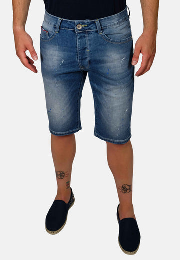 Denim shorts with paint splatters