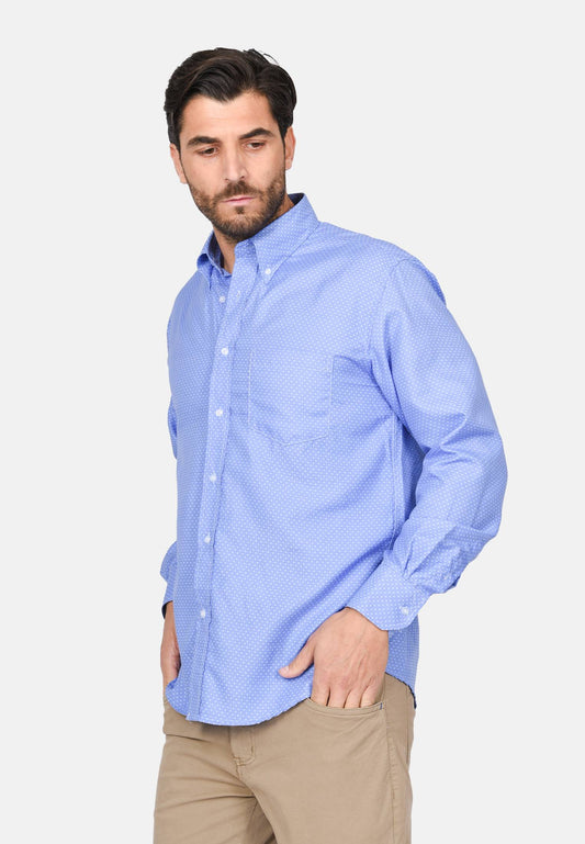Micro-patterned button-down shirt