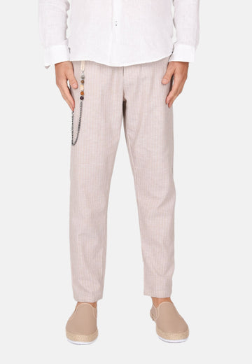 Pinstriped linen trousers