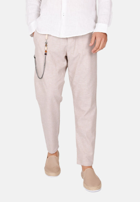 Pinstriped linen trousers