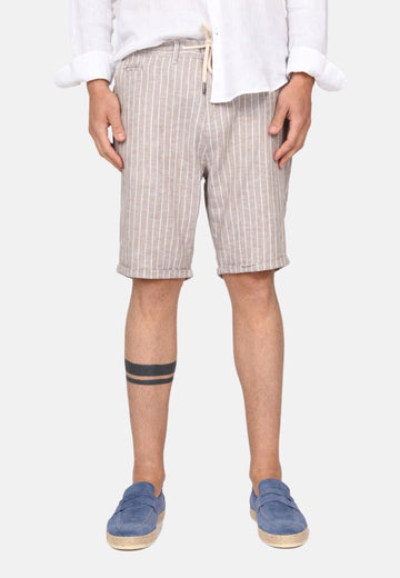 Striped linen Bermuda shorts
