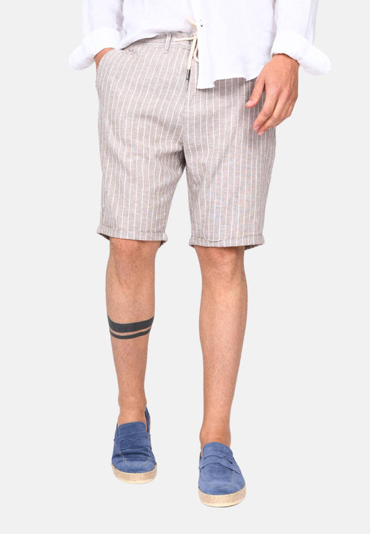 Striped linen Bermuda shorts