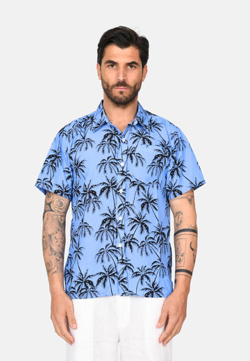 Chemise à manches courtes avec palmiers