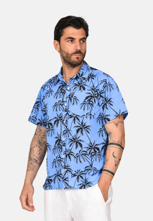 Chemise à manches courtes avec palmiers
