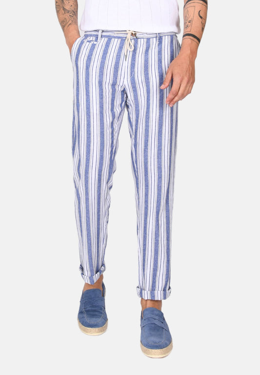 Blue striped linen trousers