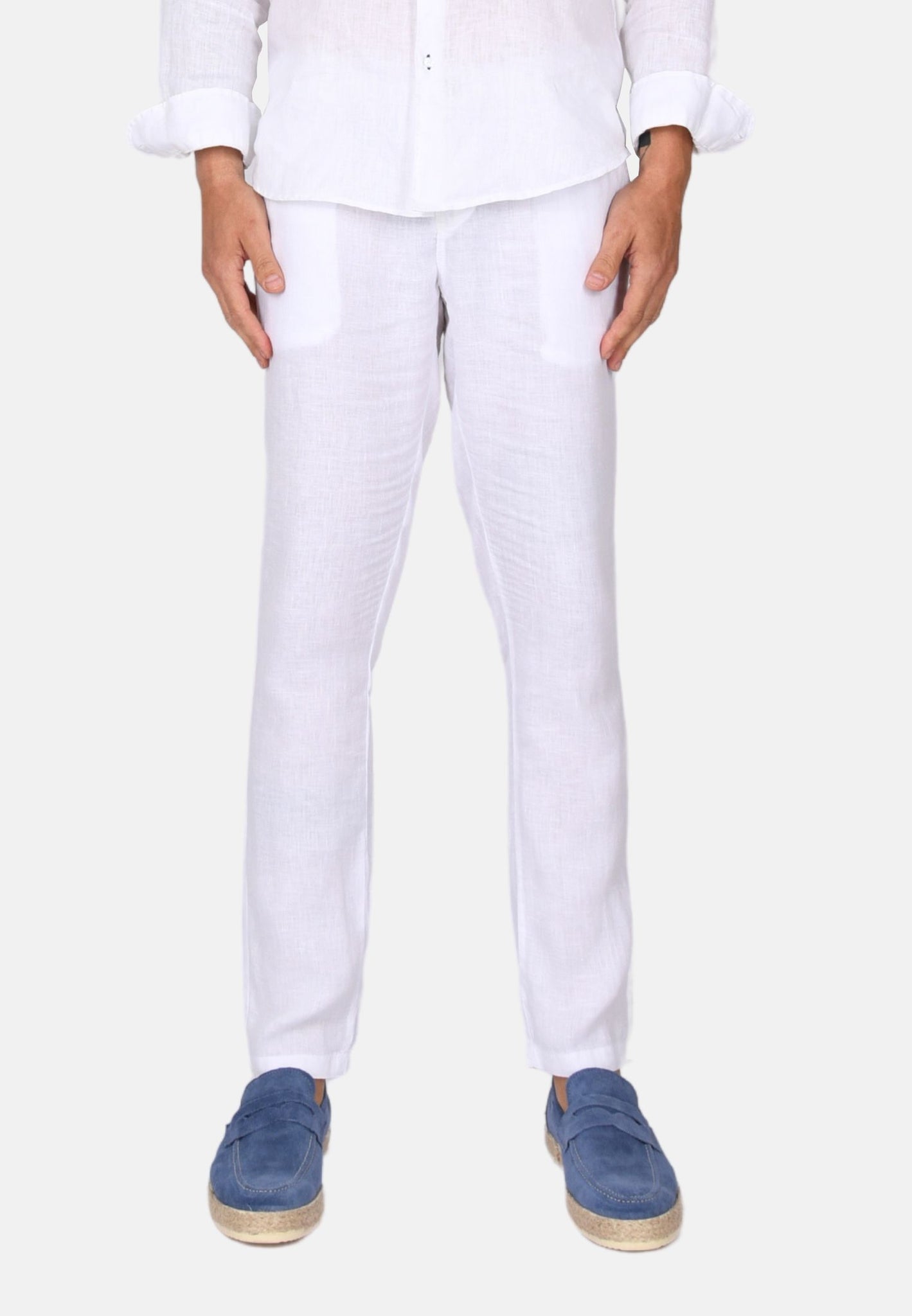 Solid color linen trousers