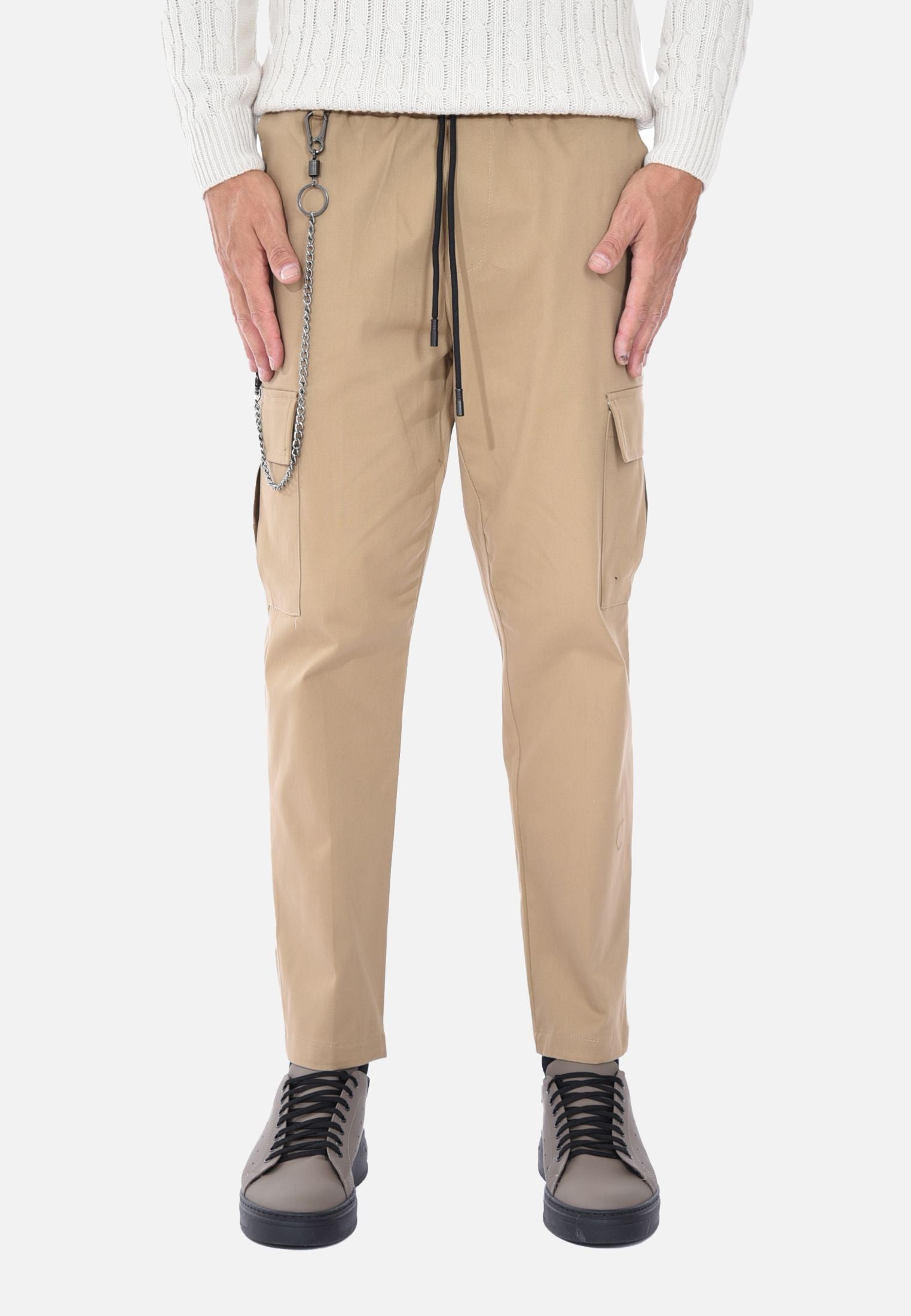 Pantalon cargo chaud d'hiver pour homme avec poches et taille élastiquée