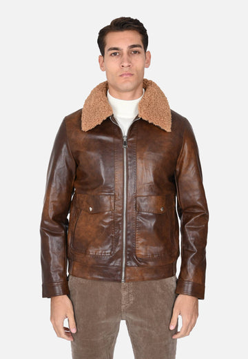Aviator jacket with fur