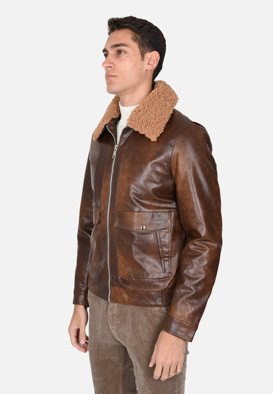 Aviator jacket with fur