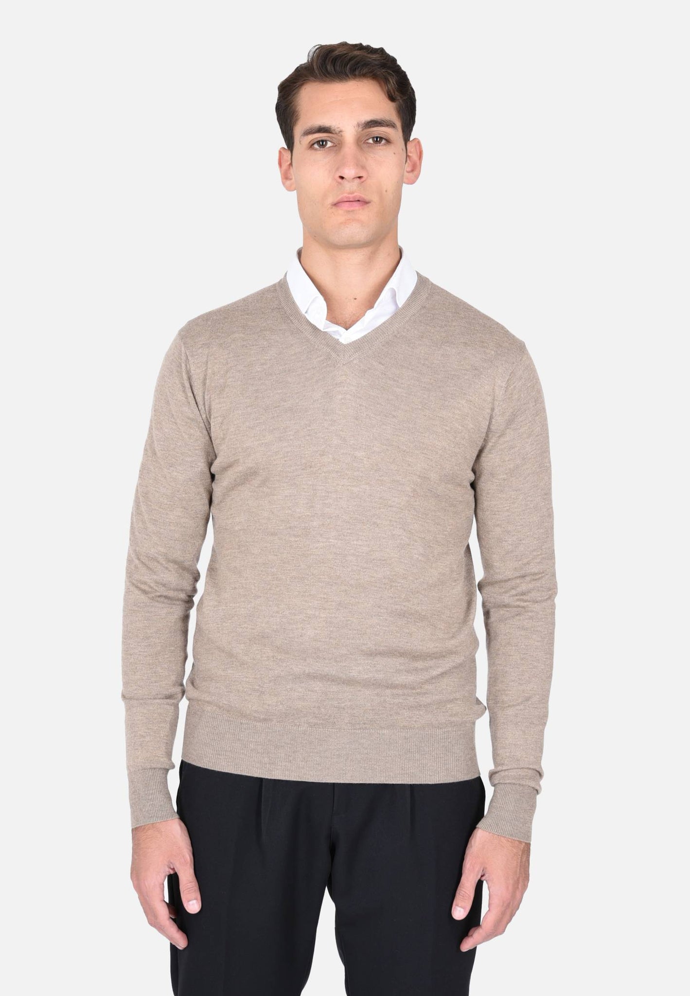 Wool and cashmere V-neck pullover